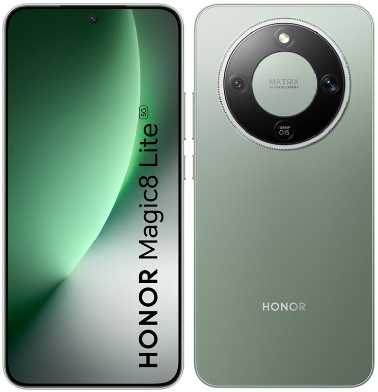 Mobilný telefón HONOR Magic8 Lite 5G so 6,79 palcovým AMOLED displejom a zadným fotoaparátom, zelená farba