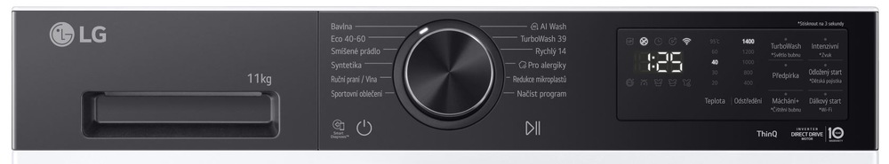 ovládací panel práčky Práčka LG F4X5011TKB v čiernej farbe a českom jazyku