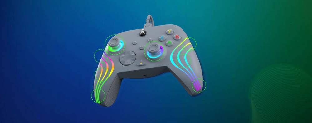 Gamepad PDP Afterglow Wave RGB Wired Controller pre Xbox One/Series sivý PDP Afterglow Wave RGB Wired Controller pre Xbox Series X|S/Xbox One/PC (049-024-GE)