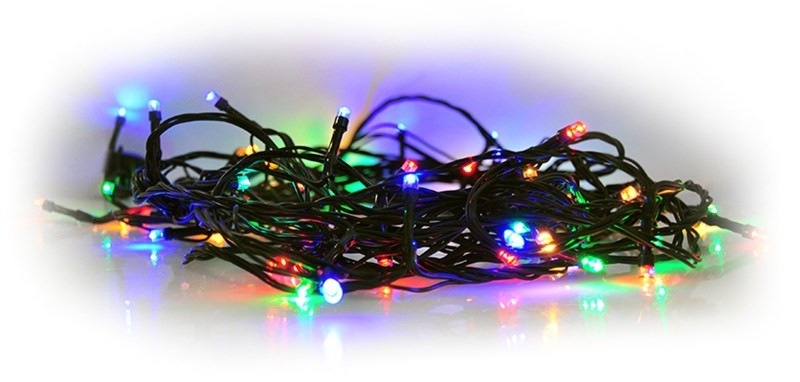 Vianočné osvetlenie Solight reťaz, 100 LED, 10m, prívod 3m, 8 funkcií, časovač, multicolor