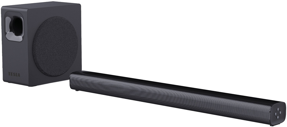 Bočný pohľad na sadu soundbaru TESLA PrimeSound HQ-995X