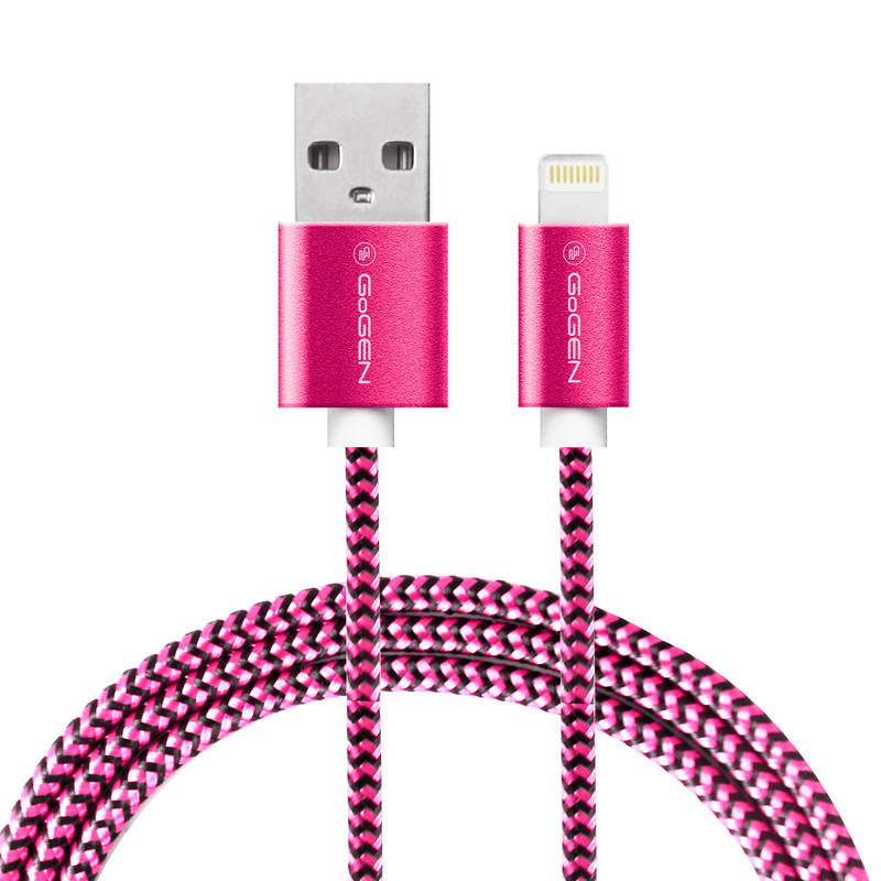 Kábel GoGEN USB / lightning, 1m, opletený fialový