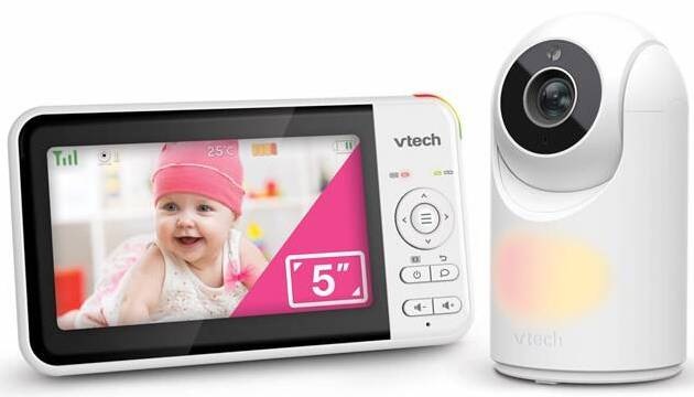 Detská video opatrovateľka Vtech VM5367 s 5" LCD displejom a otočnou kamerou - sada rodičovskej jednotky a kamery