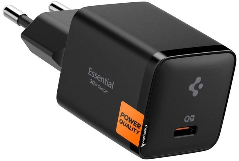 Nabíjačka do siete Spigen Essential 30W USB-C v čiernej farbe
