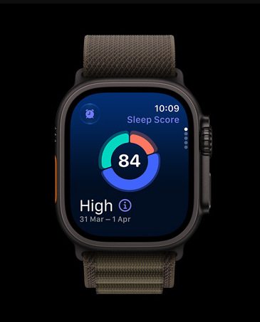 Inteligentné hodinky Apple Watch Ultra 4 GPS + Cellular 49 mm prírodný titán, priesvitne sivý oceánsky remienok Apple Watch Ultra 4 veľmi detailne sledujú kvalitu vášho spánku