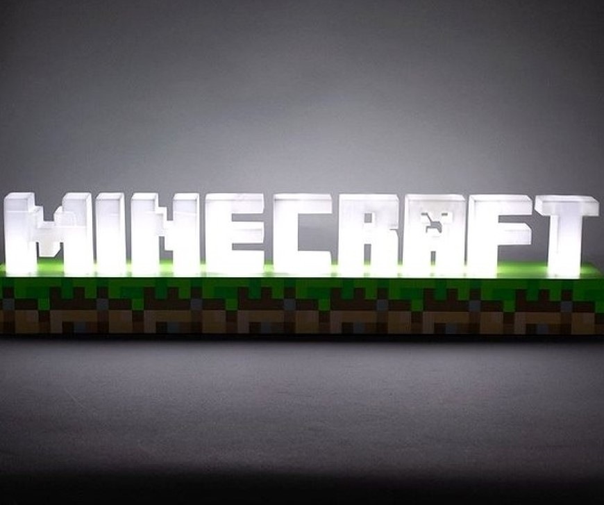 Stolová lampička Epee Minecraft logo - biela/zelená/hnedá