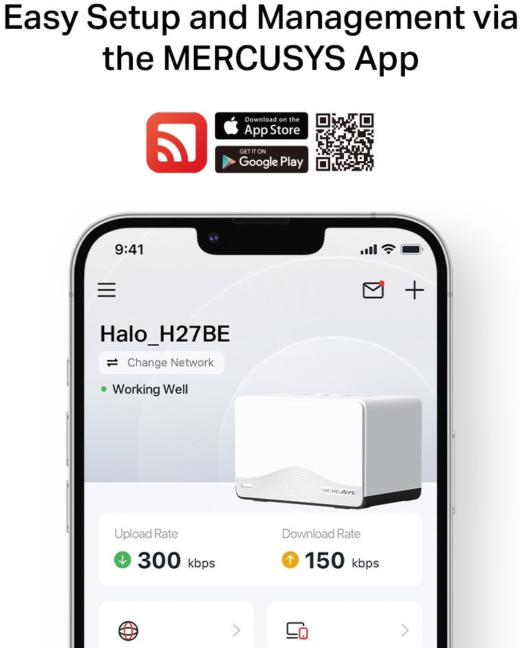 Router Mercusys Halo H27BE aplikácie