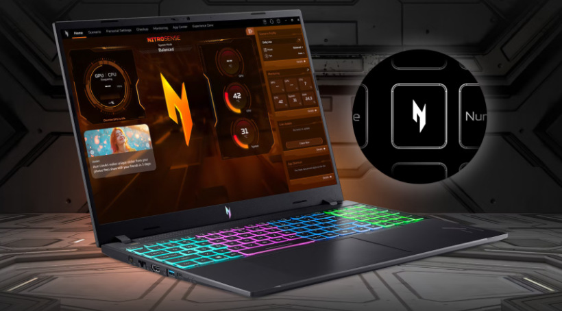 Notebook Acer Nitro V 16 (ANV16-I31-9250) čierny Acer Nitro V 16 ponúka aj špeciálny kláves Acer My Key