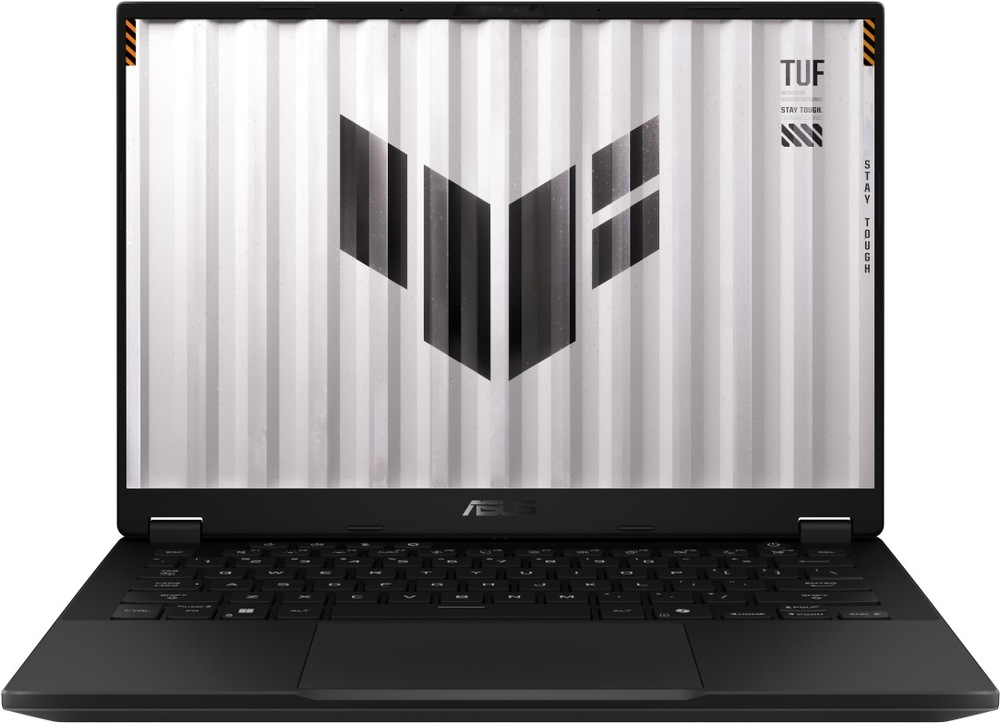 Notebook Asus TUF Gaming A14 sivý Predný pohľad na Asus TUF Gaming A14 s kompaktným 14" displejom