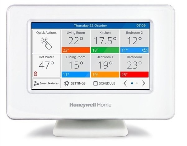 Kompletný set Honeywell Home EvoHome EVO HAUS-PLUS biela Riadiaca jednotka s praktickým podstavcom