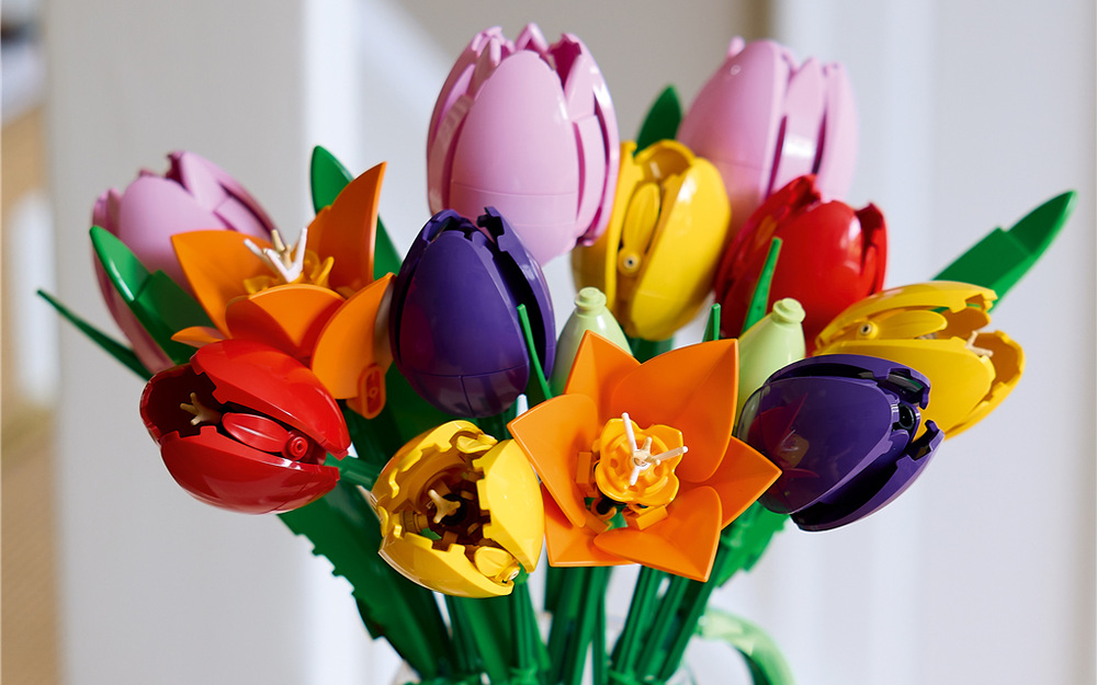 Stavebnica LEGO® Botanicals 11501 Kytice tulipánů Nastaviteľné stonky umožňujú ľubovoľne meniť aranžmán a vďaka dvom návodom môžete stavať spoločne.