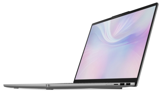 Notebook Lenovo IdeaPad Slim 5 16AKP10 sivý Bočný profil notebooku Lenovo IdeaPad Slim 5 s konektormi USB na pravej strane