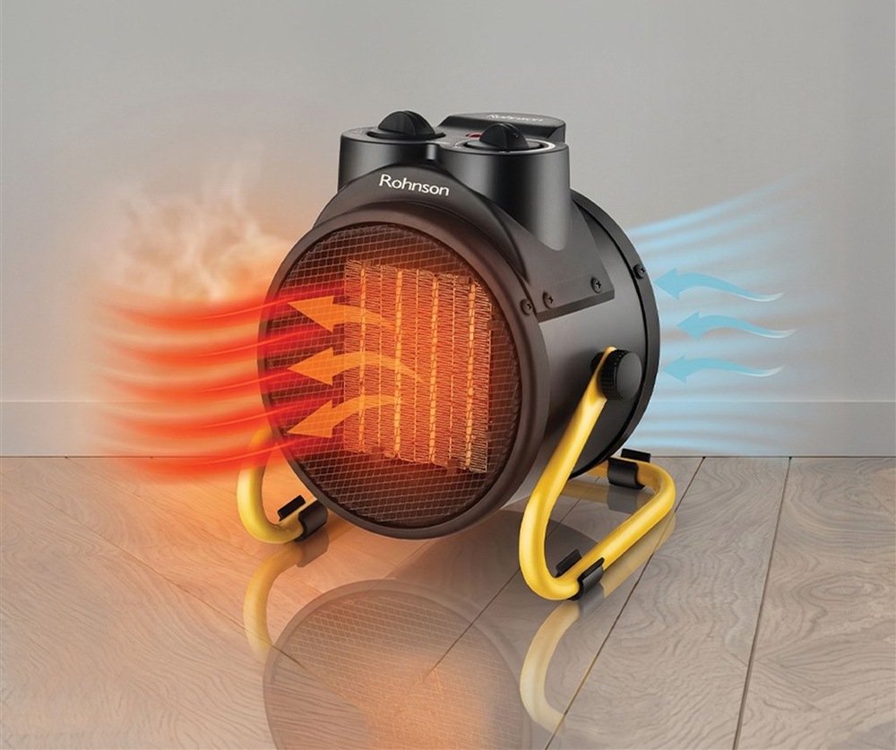 Teplovzdušný ventilátor Rohnson R-8075 čierny/žltý Teplovzdušný ventilátor Rohnson má integrovanú rukoväť pre ľahké prenášanie