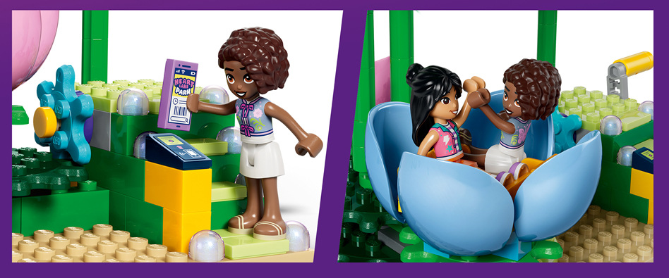Stavebnica LEGO® Friends 42702 Kvietkový kolotoč s vílami Aplikácia LEGO Builder sprevádza stavaním a pomáha deťom prezerať atrakciu v interaktívnom 3D návode.