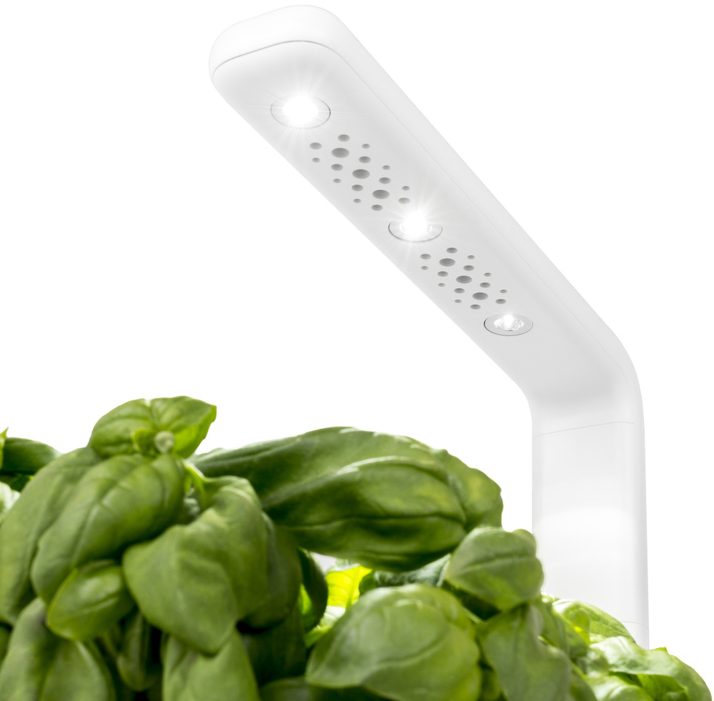 Inteligentný kvetináč Click and Grow Smart Garden 3 šalviová farba Detail LED osvetlenie kvetináča.