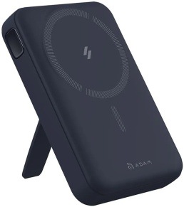 Powerbank ADAM Elements VIONTA C2 Pro 8-in-1 10000 mAh tmavo modrá farba Powerbanka Adam Elements s výklopným stojanom, pohľad zo zadnej strany.