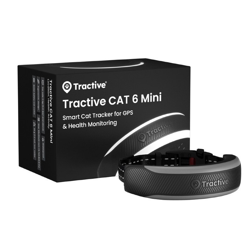GPS lokátor Tractive CAT 6 Mini – pre mačky a monitor zdravia s integrovaným obojkom čierna