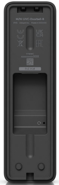 Videozvonček Ubiquiti UniFi Protect Doorbell Lite čierny Zadná strana videozvonku Ubiquiti UniFi Protect Doorbell Lite s montážnou časťou