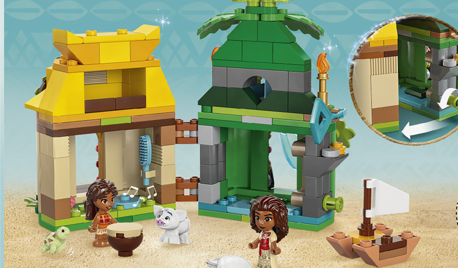 Stavebnica LEGO® │ Disney 43260 Vaiana a zábava na ostrove Hrad so zvieracími kamarátmi Disney ponúka deťom kreatívne hranie aj možnosť kombinovať modely.