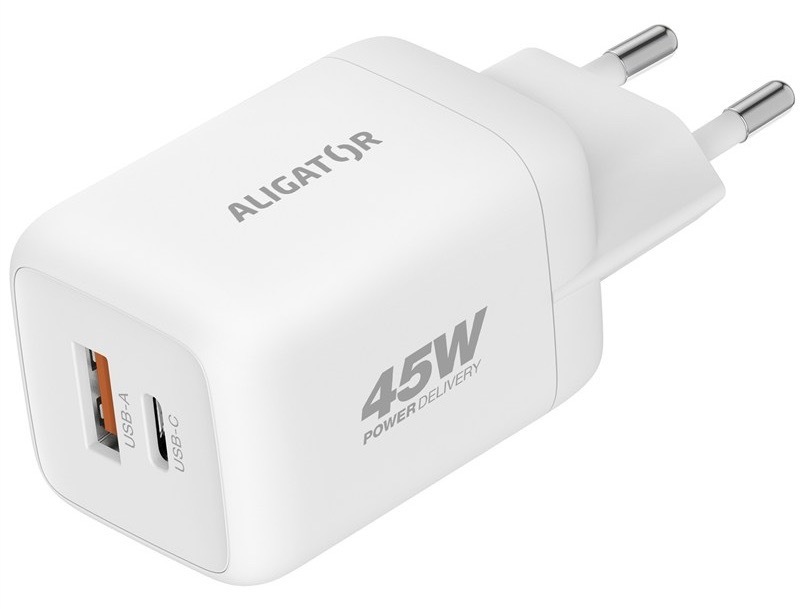 Nabíjačka do siete Aligator s výkonom až 45 W, biela farba