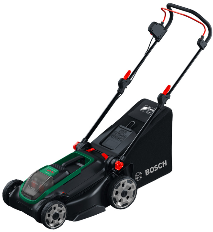 Akumulátorová kosačka Bosch ROTAK 18V2-43 s košom 50 l a záberom 43 cm čierno-zelená