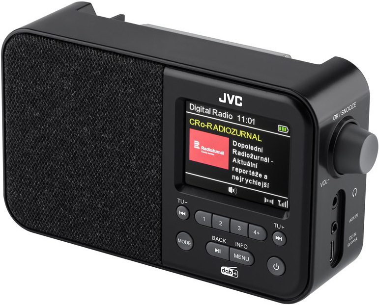 Rádioprijímač DAB+ JVC RA-E516B-DAB, čierny