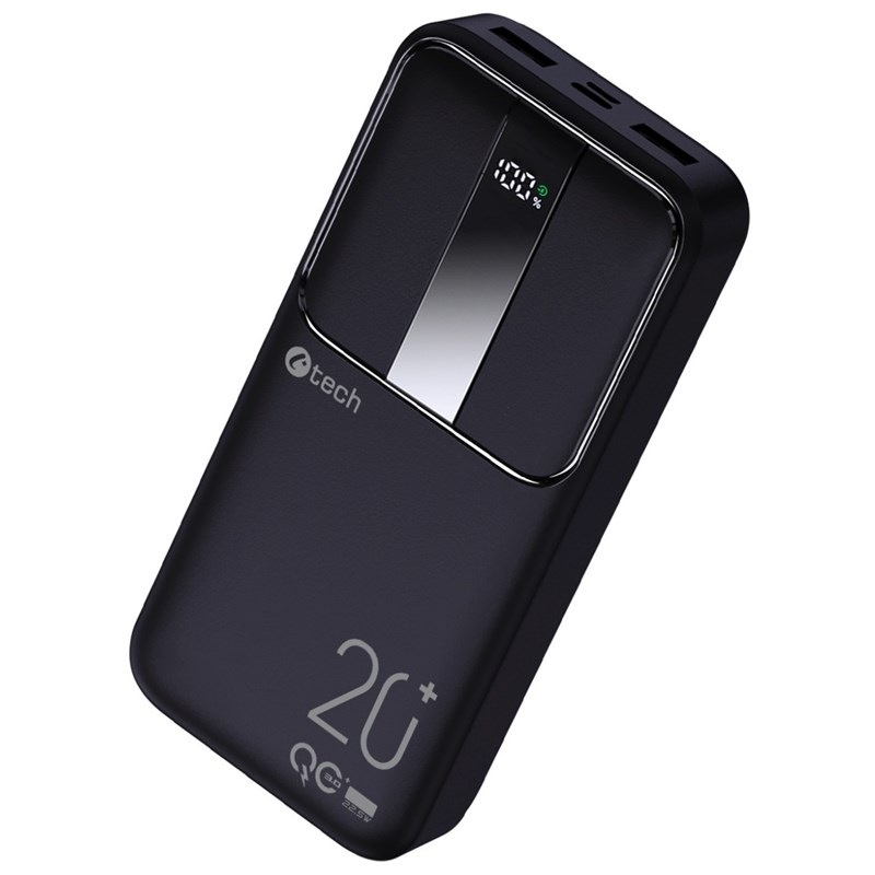 Powerbank C-Tech 20000 mAh, Li-Pol, 22,5W, USB-C/USB-A/micro USB čierny Powerbank C-Tech 20000 mAh, Li-Pol, 22,5W, USB-C/USB-A/micro USB čierny