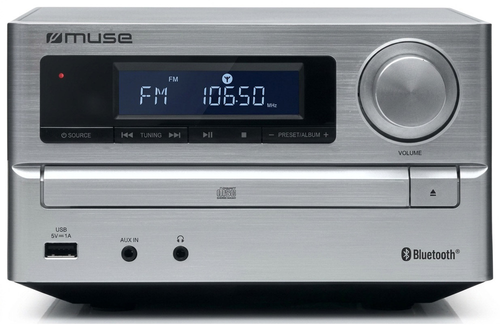 Mikro HiFi systém MUSE M-62BTS strieborný LCD displej s podsvietením zaisťuje prehľadné zobrazenie informácií a pohodlné ovládanie.