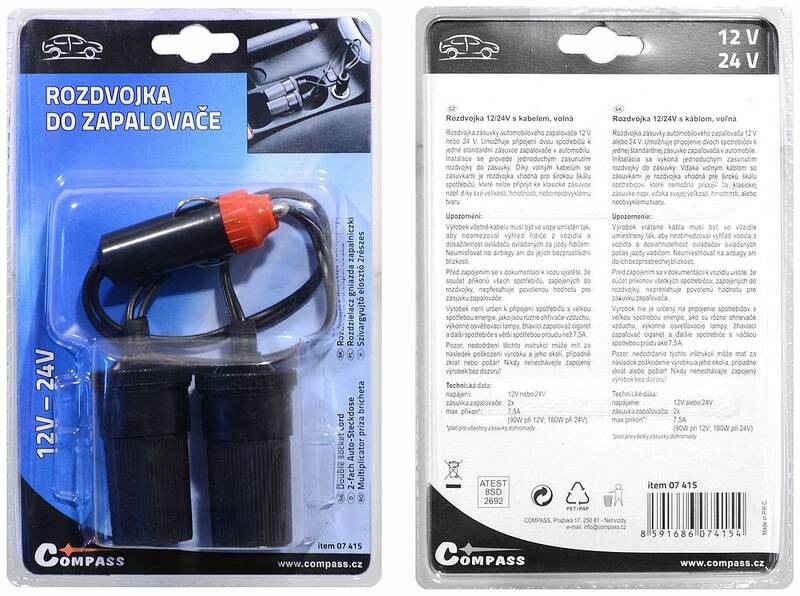 Rozdvojka Compass 07415 12/24V s káblom voľná