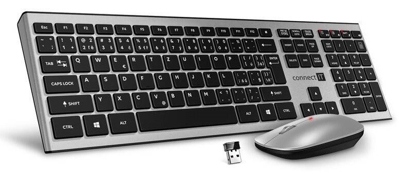 Klávesnica s myšou Connect IT Combo, CZ + SK layout strieborná