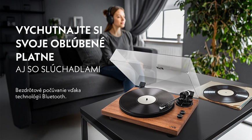 Gramofon JVC AL-E534M, výstupy a technologie bluetooth probezdrátový přenos