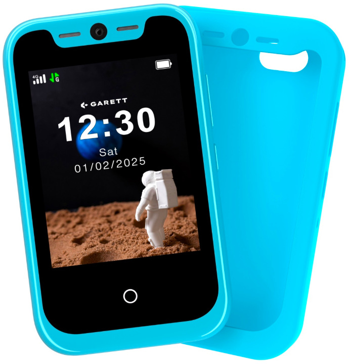 Detský telefón Garett Smartphone OneKid v modrej farbe so silikónovým ochranným obalom