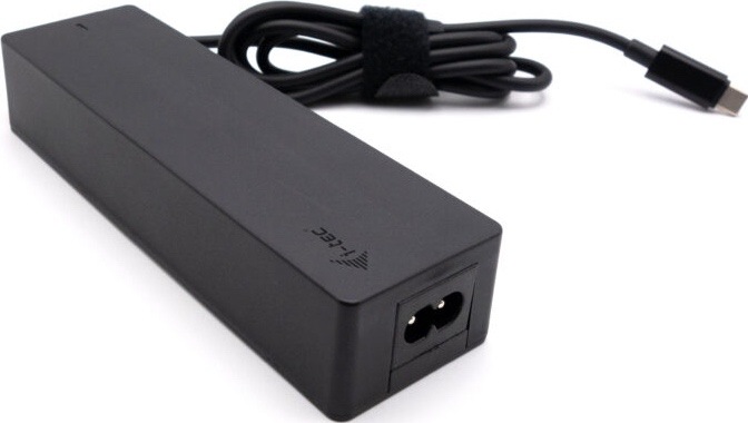 Čierny 100W napájací adaptér i-tec s pripojeným USB-C káblom.