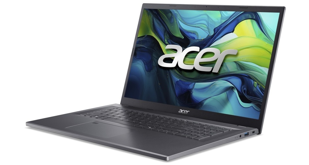 Notebook Acer Aspire 17 (A17-51M-97MM) sivý Otvorený a zapnutý notebook Acer Aspire 17 otočený doľava