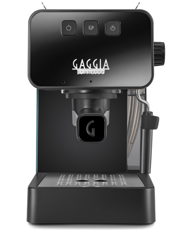 Čelný pohľad na pákový kávovar Gaggia Espresso De Luxe zelená s parnou tryskou