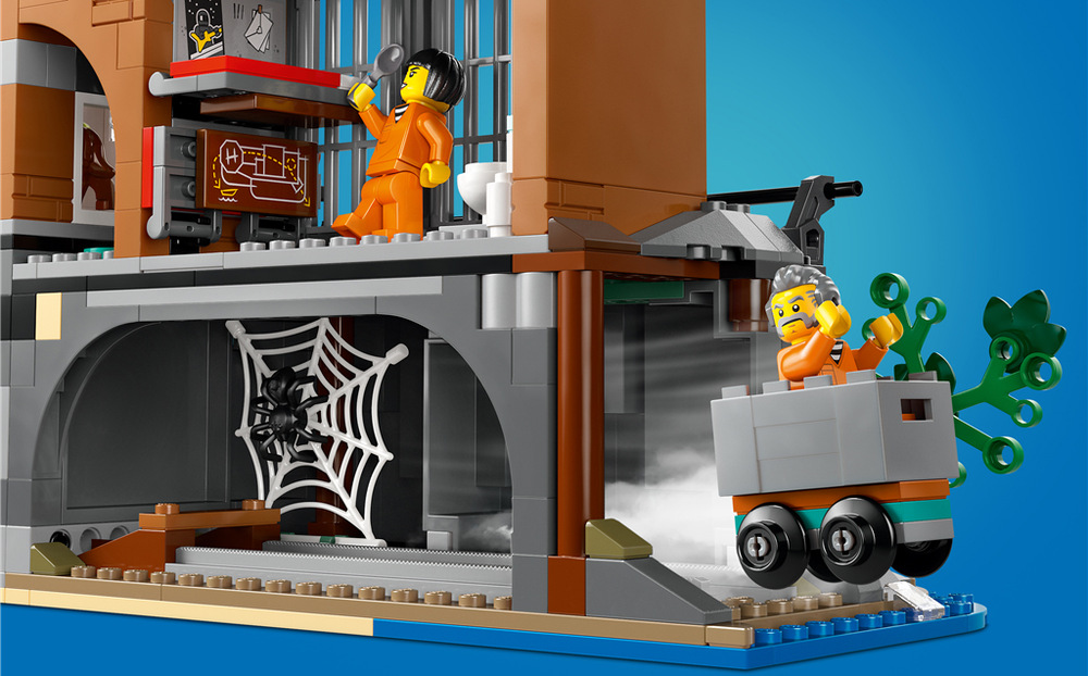 Stavebnica LEGO® City 60419 Policie a vězení na ostrově Dômyselne ukryté tunely a tajné cesty dávajú väzňom niekoľko možností, ako sa pokúsiť uniknúť.