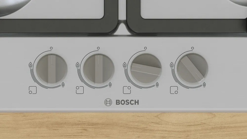 Plynová varná platňa Bosch Serie 4 PGH6B5K90 sivá Plynová varná doska Bosch PGH6B5K90 otočné voliče