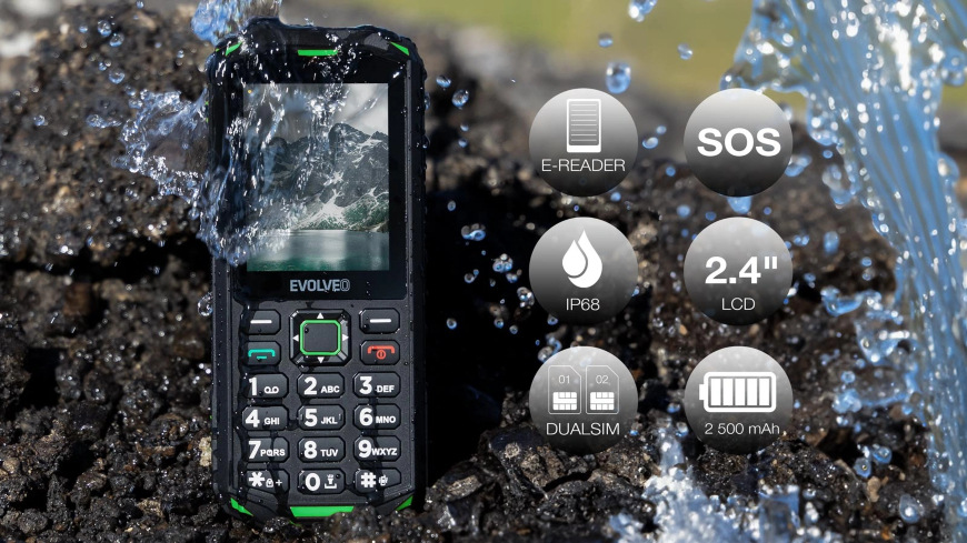 Mobilný telefón Evolveo StrongPhone X5 čierny/zelený Evolveo StrongPhone X5, čierna/zelená