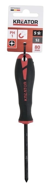 Skrutkovač Kreator s magnetickým hrotom PH1, dĺžka 80 mm