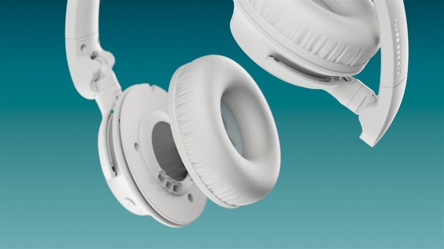 Slúchadlá Philips TAH4000WT/00 biela Detail zložených slúchadiel Philips s príjemnou konštrukciou