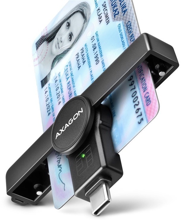 Čítačka eObčianok Axagon USB-C PocketReader čierna