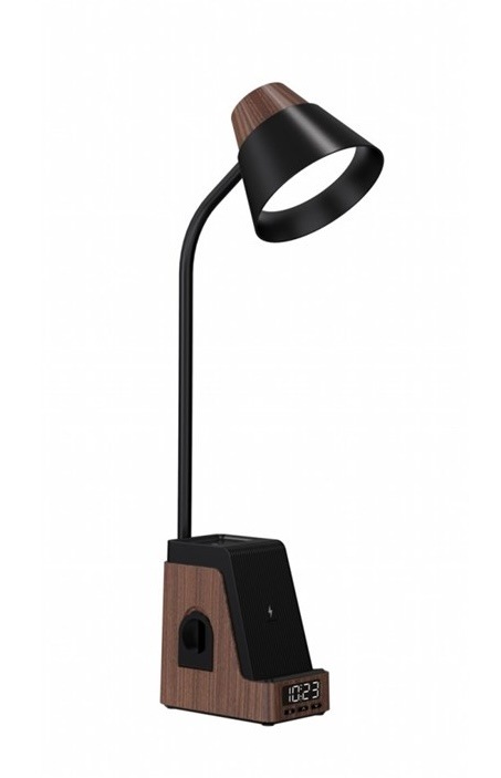 Stolová lampa Immax Ideal v čiernej a hnedej farbe.