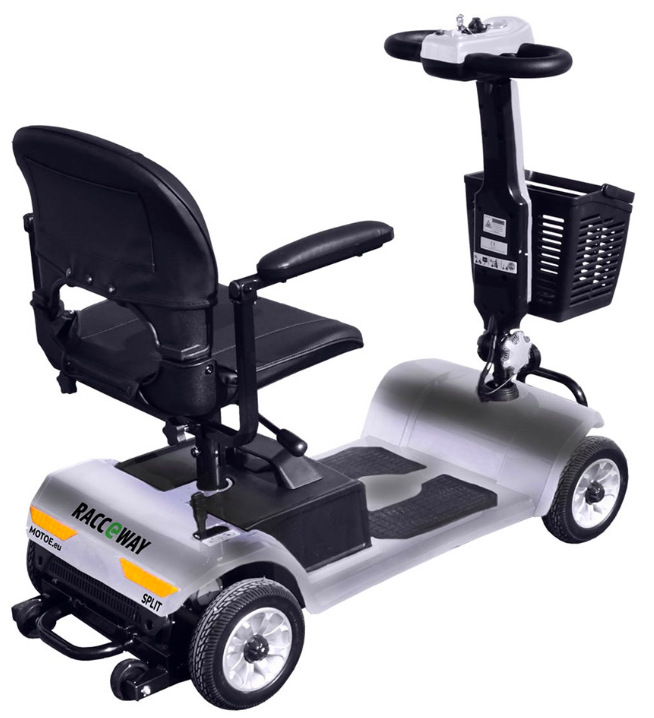 Elektrický štvorkolesový vozík RACCEWAY® SPLIT, strieborný