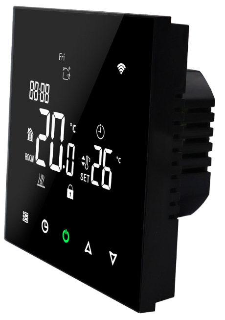 Termostat Elektrobock PT740B-NP WIFI čierny Detail displeja termostatu Elektrobock PT740B-NP WiFi v čiernom prevedení
