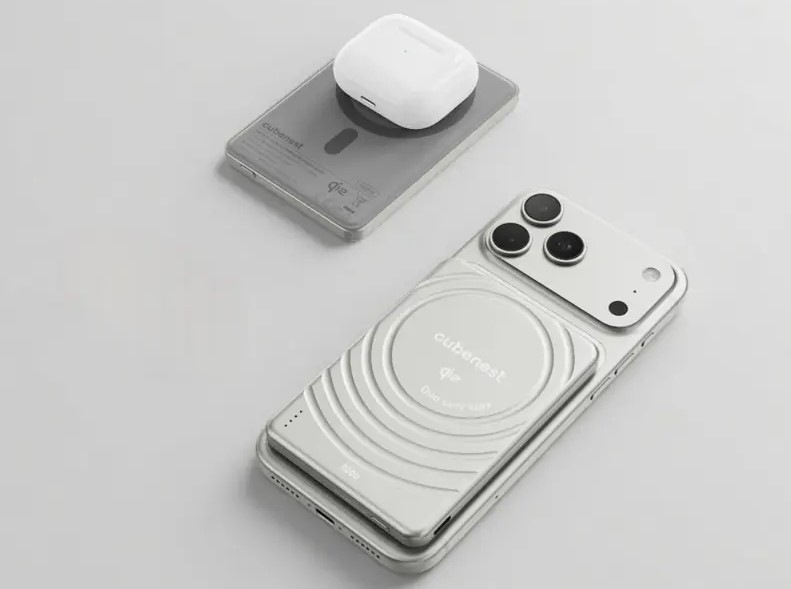 Powerbank Cubenest SlimDual MagSafe Qi2 5000 mAh strieborná