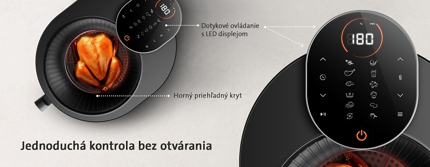 Teplovzdušná fritéza ETA SkyFry, priehľadné veko