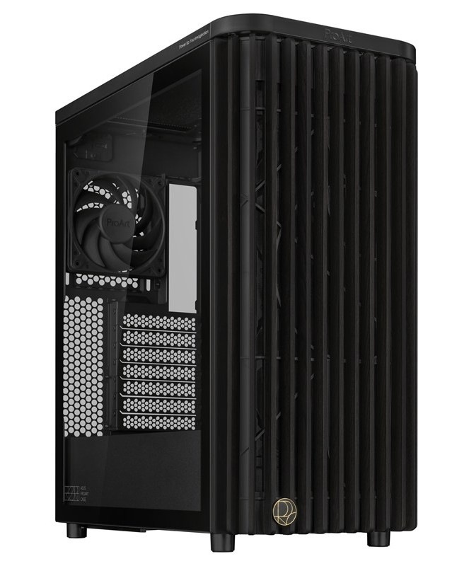 PC skriňa Asus ProArt PA401 WOOD TG, čierna farba.