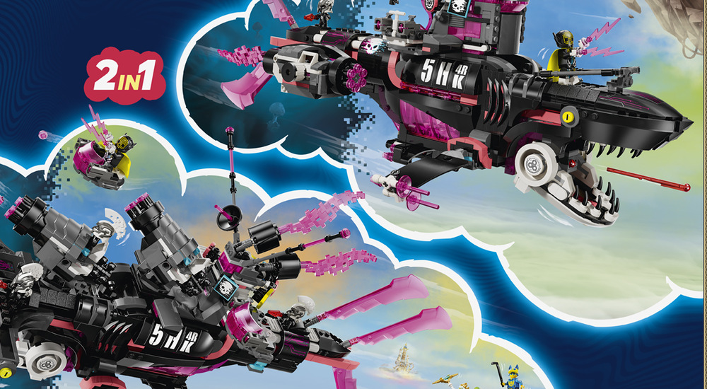 Stavebnica LEGO® DREAMZzz™ 71500 Žraločkoponorka z nočných môr Plavidlo dlhé cez 51 cm ponúka veľkolepé hranie, príbehový návod aj digitálne 3D zobrazenie.