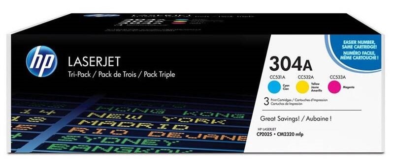 Toner HP 304A, 3x 2 800 strán - CMY viacfarebná