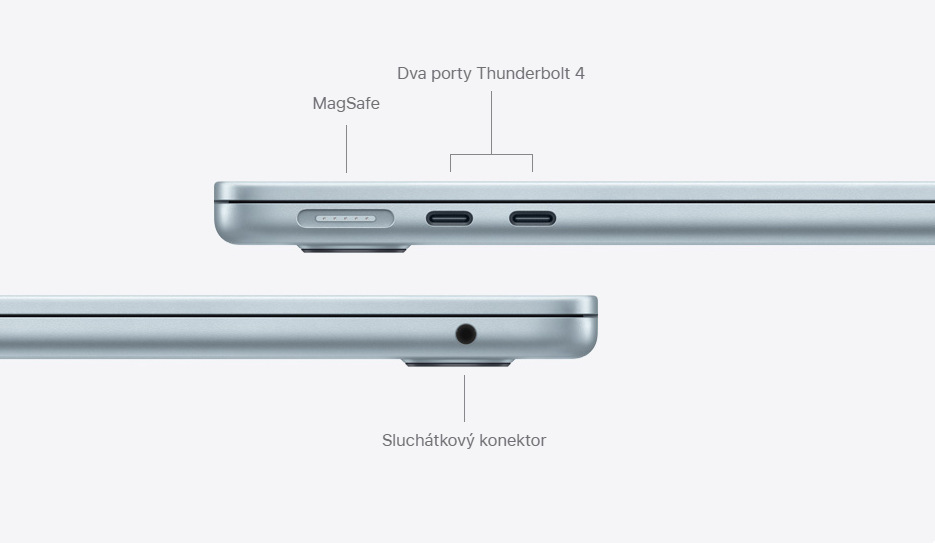 На Apple MacBook Air ви знайдете два порти Thunderbolt 4 та MagSafe.